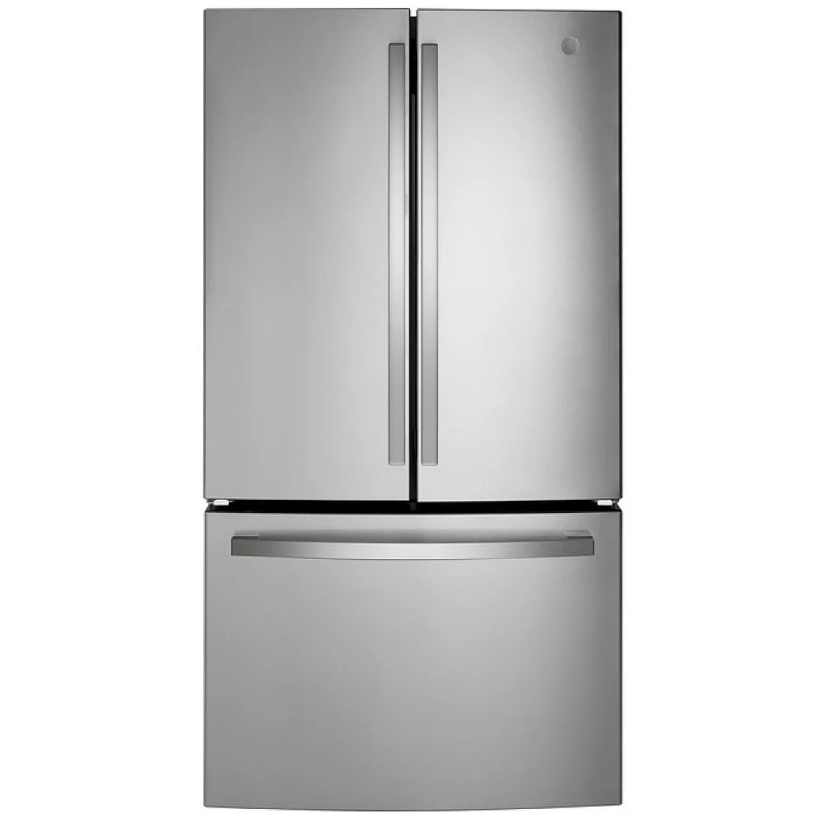 GE French Door Refrigerator 36" Width 27 cu ft Water Dispenser Interior, Ice Dispenser Freezer Located GNE27JYMFS