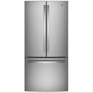 Ge French Door Refrigerator 33" Width 18.6 cu ft  Counter Depth, Ice Dispenser Stainless Steel GWE19JYLFS
