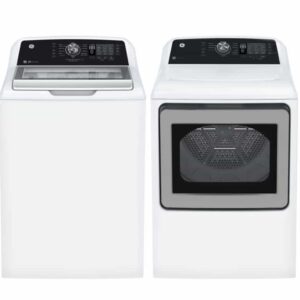 GE Top Load +Washer and Dryer Set 27" Width Washer 5.3 cu ft Dryer 7.4 cu ft GTW681BMRWS/GTD68EBMRWS