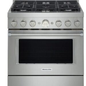 KitchenAid Gas Range 36" width Self Clean, Convection, 6 burners KFGC506JSS