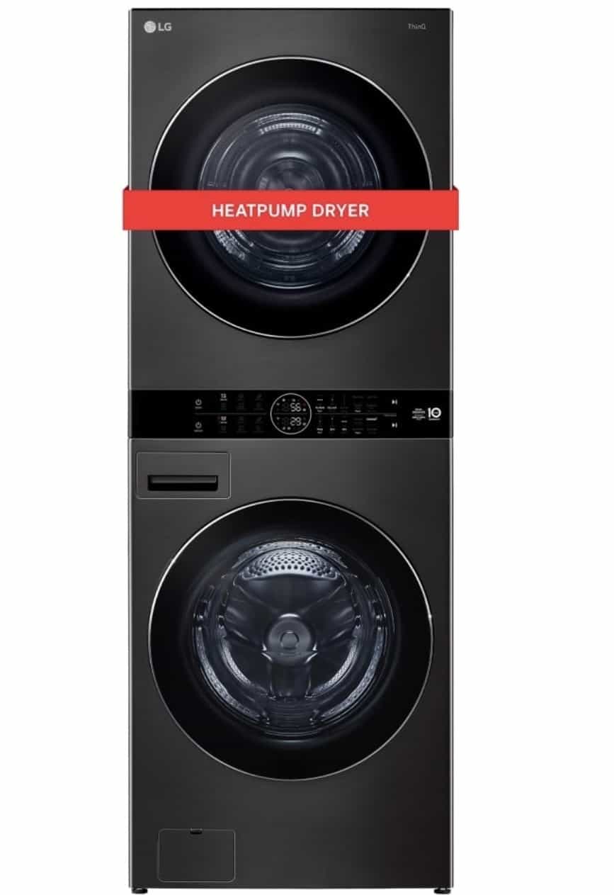 LG Laundry Center Ventless-Heat Pump, TurboWash 360 Black Stainless Steel Washtower WKHC252HBA