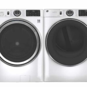 GE Front Load Washer and Dryer Set GFW550SMNWW/ GFD55ESMNWW White 