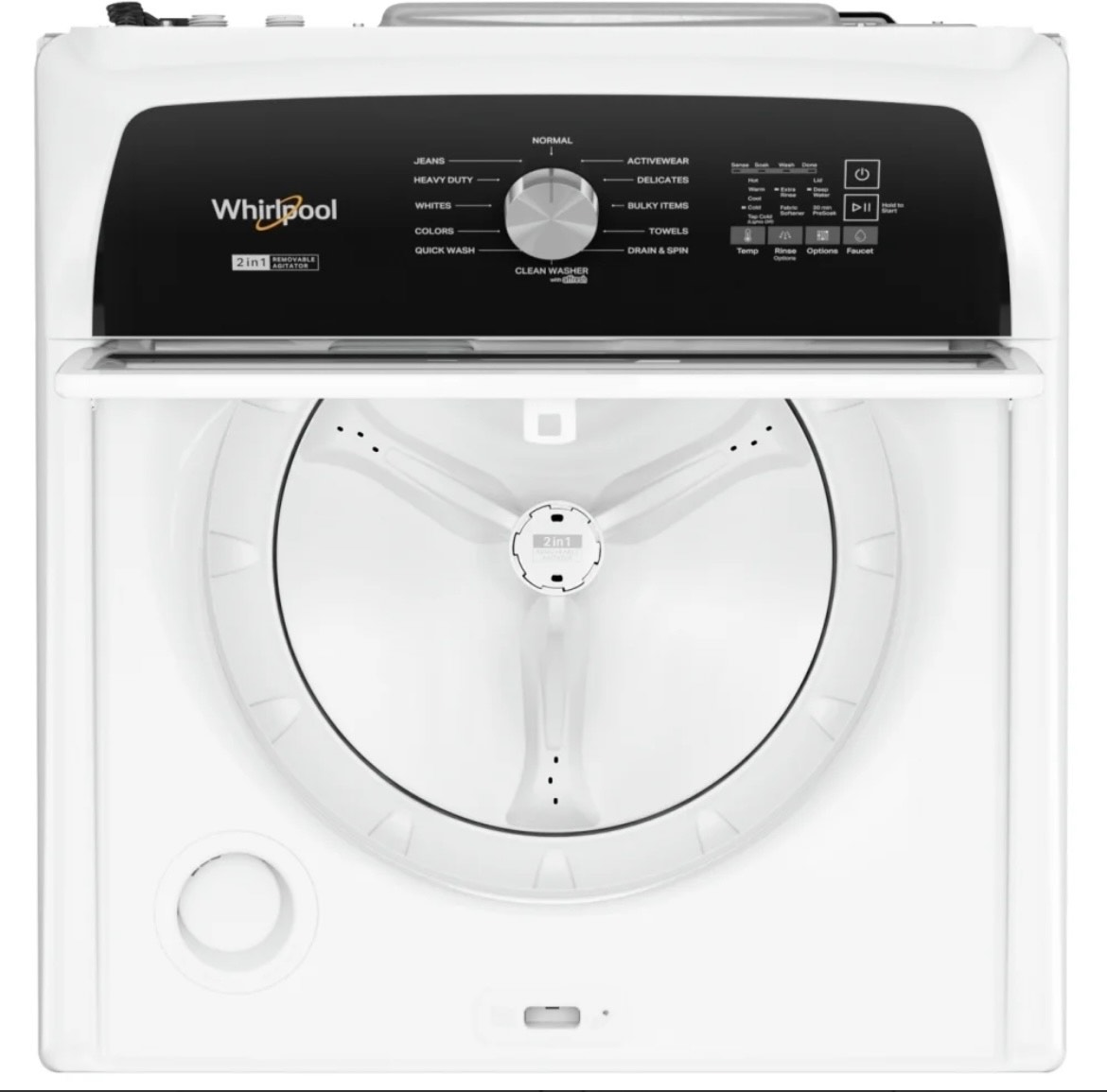 Whirlpool Top Load Washer and Dryer Set 2-in-1 Removable Agitator WTW5057LW/ YWED5050LW  - Image 2